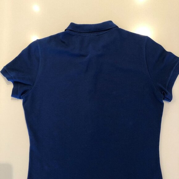 Lacoste Sporty SS 5 Button Collared Cotton Polo Shirt Cobalt Blue Sz 42 - Picture 4 of 7